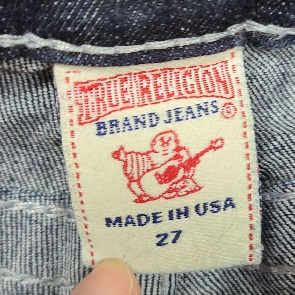 True Religion Women's Billie Straight Jean with Flap Mid-Rise Dark Blue Denim 27 - Picture 10 of 11